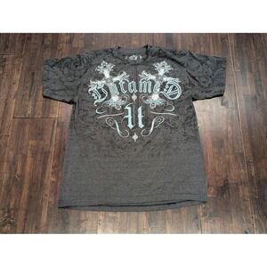 Affliction Untamed Shirt Mens XL Black Gray Cross Graphic Short Sleeve Tee Wings